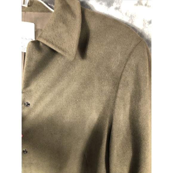 Anne Klein Neiman Marcus Suede Olive Green Women’s Moto Jacket Large Snap Front - Picture 11 of 15
